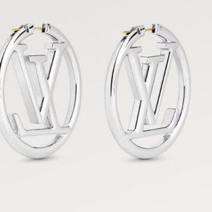 SOLD OUT!! RARE NWT Silver Palladium Louis Vuitton LV Louise Hoop GM Earrings